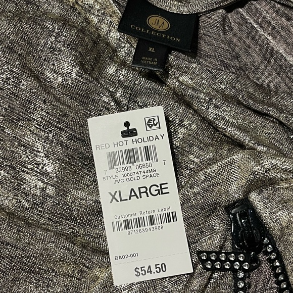 🪩NWT TIME TO SHINE JMC GOLD SPACE WOMEN’S XL RHINESTONE ACCENT PARTY GLAM SHIRT! - Picture 4 of 4